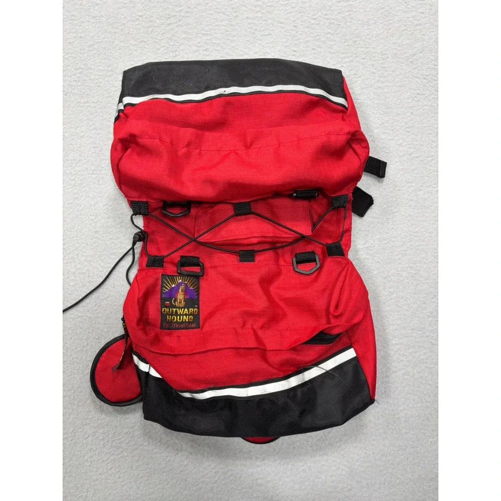 Outward‎ Hound Dog Backpack Red Hiking Pet Travel Gear Reflective Adjustable Bag